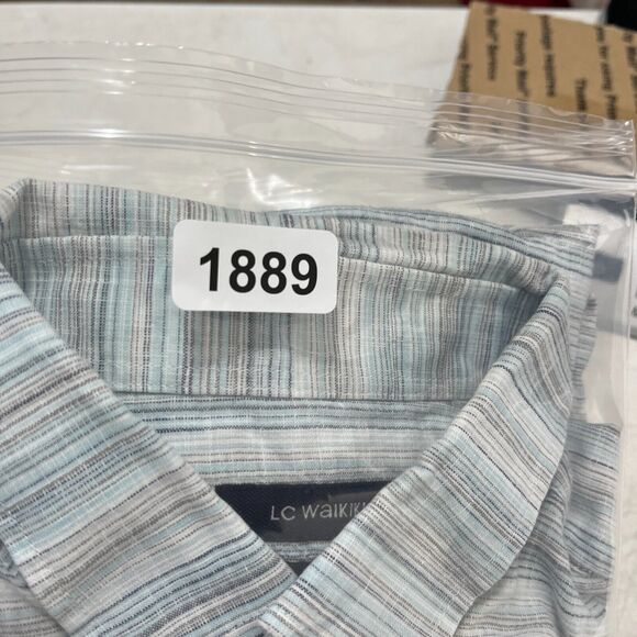 LC WAIKIKI SHIRT MENS LARGE BLUE STRIPED NORMAL FIT WOVEN RESORT CLUB VACATION - Picture 8 of 11